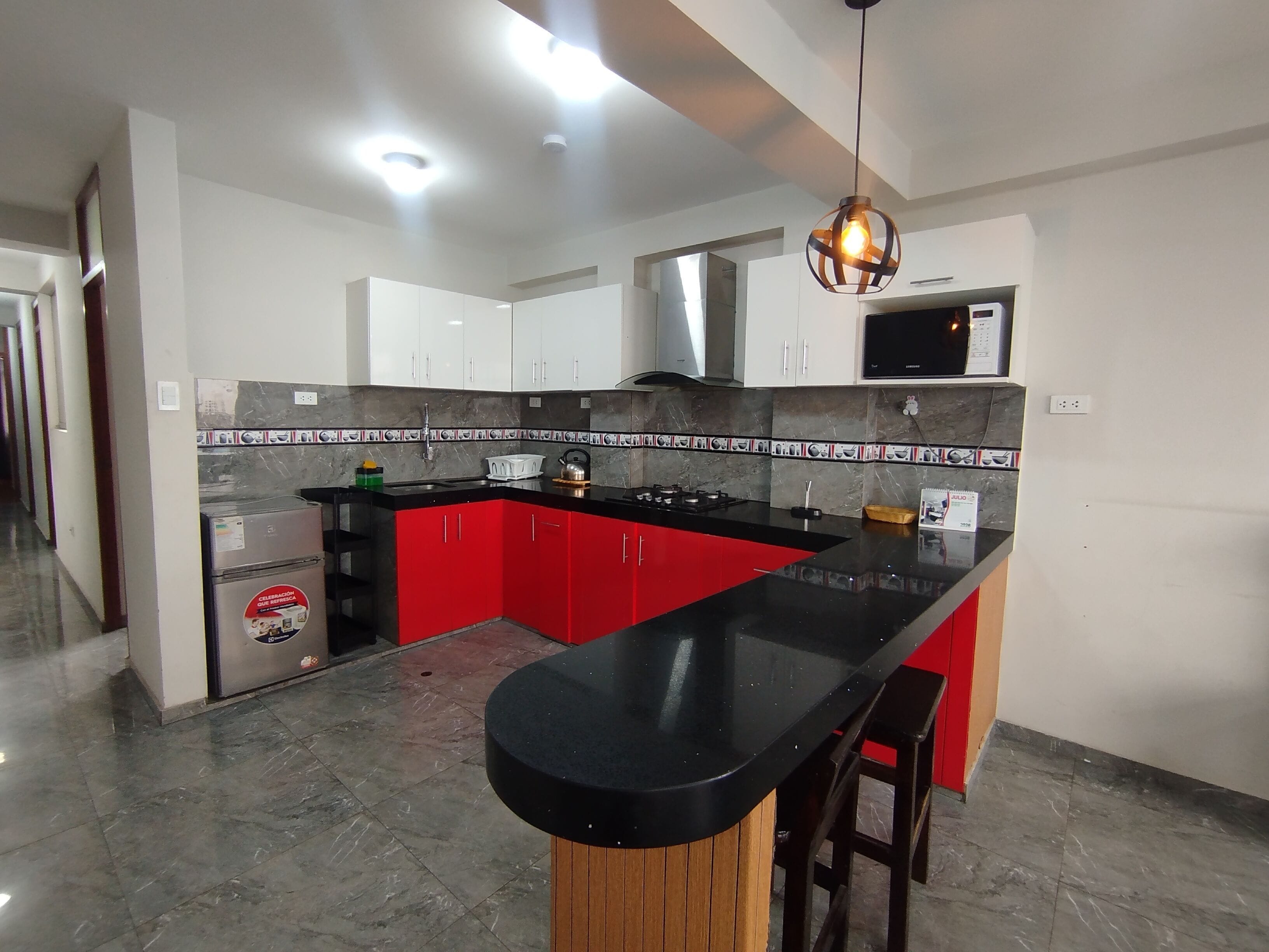 Deluxe Apartment, 3 Bedrooms, Kitchen | Private kitchen | Full-sized fridge, microwave