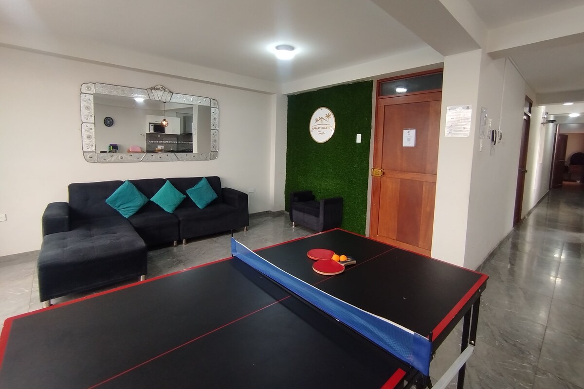 Deluxe Apartment, 3 Bedrooms, Kitchen | Living area | 55-inch Smart TV with digital channels, Netflix, toys