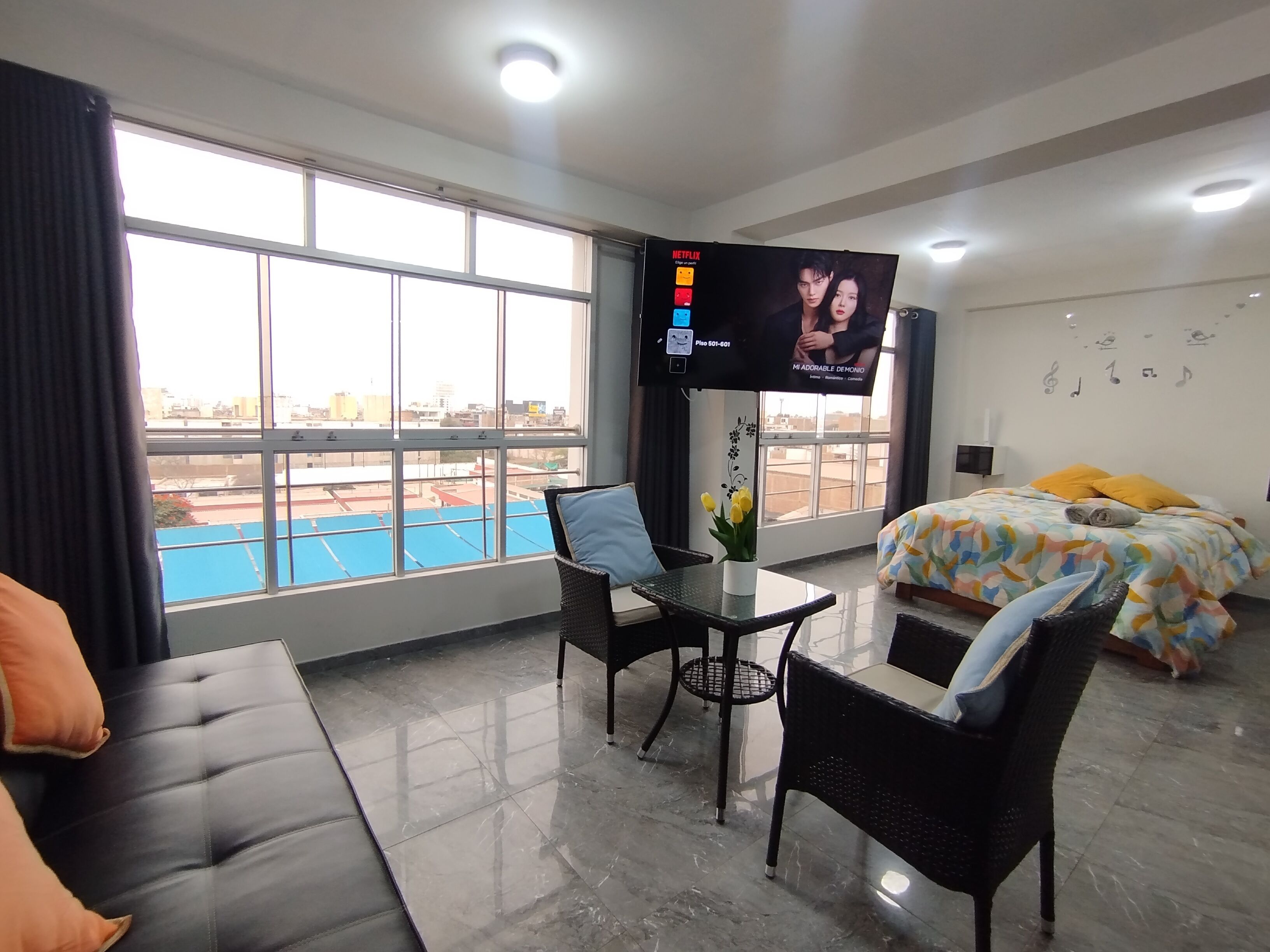 Family Apartment, 2 Bedrooms, Kitchen | Living area | 55-inch Smart TV with digital channels, Netflix, toys