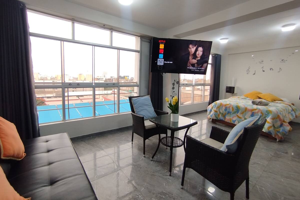 Family Apartment, 2 Bedrooms, Kitchen | Living area | 55-inch Smart TV with digital channels, Netflix, toys
