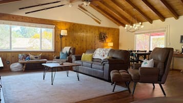 TV, books, music library, stereo