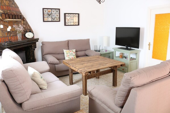 TV, fireplace