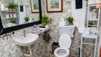 Dusche, Bidet, Handtücher, Seife