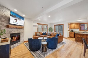 TV, fireplace