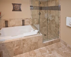 Tina, secadora de cabello, toallas, jabón 