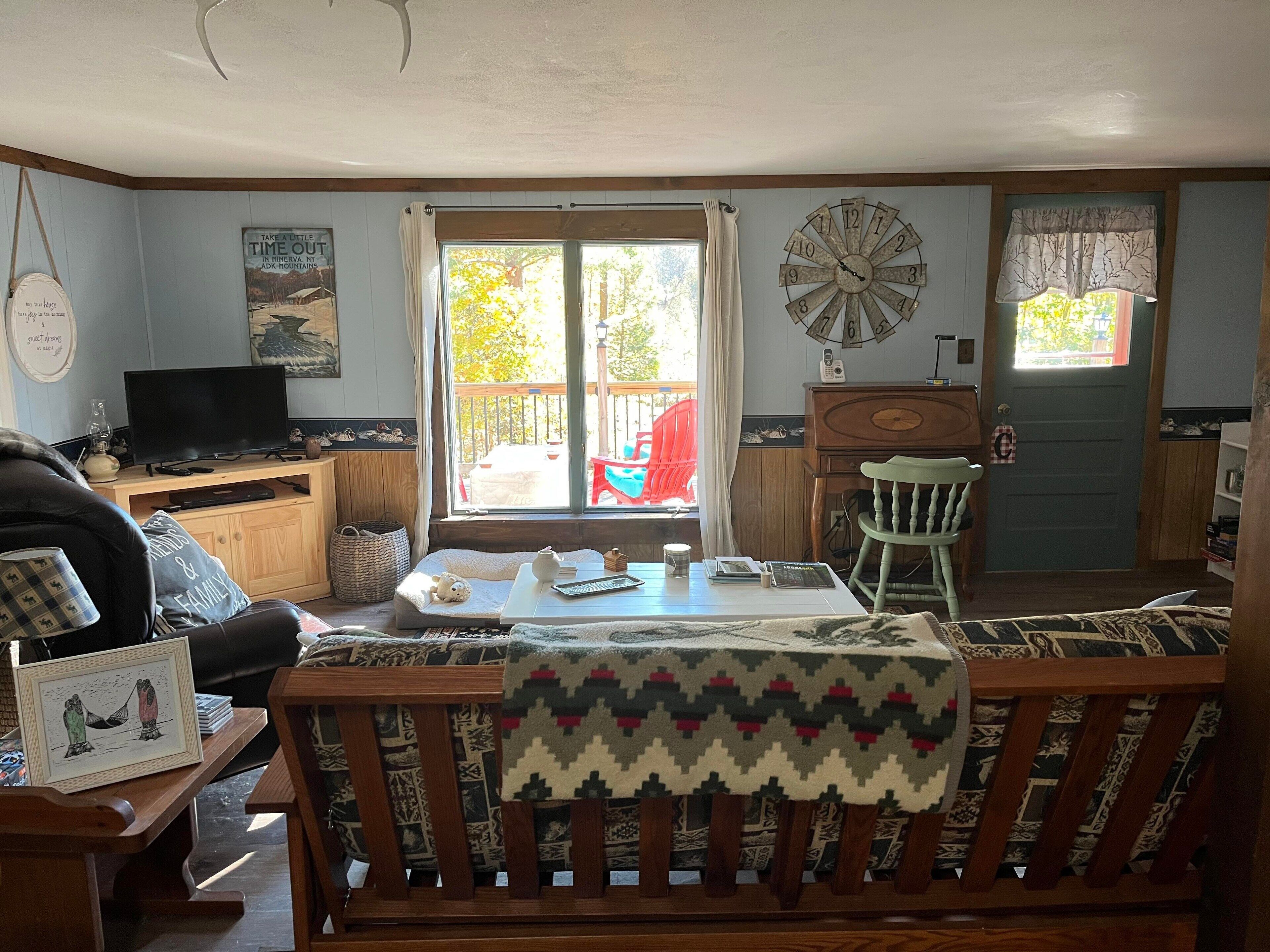 Smart TV, DVD player, books, video library