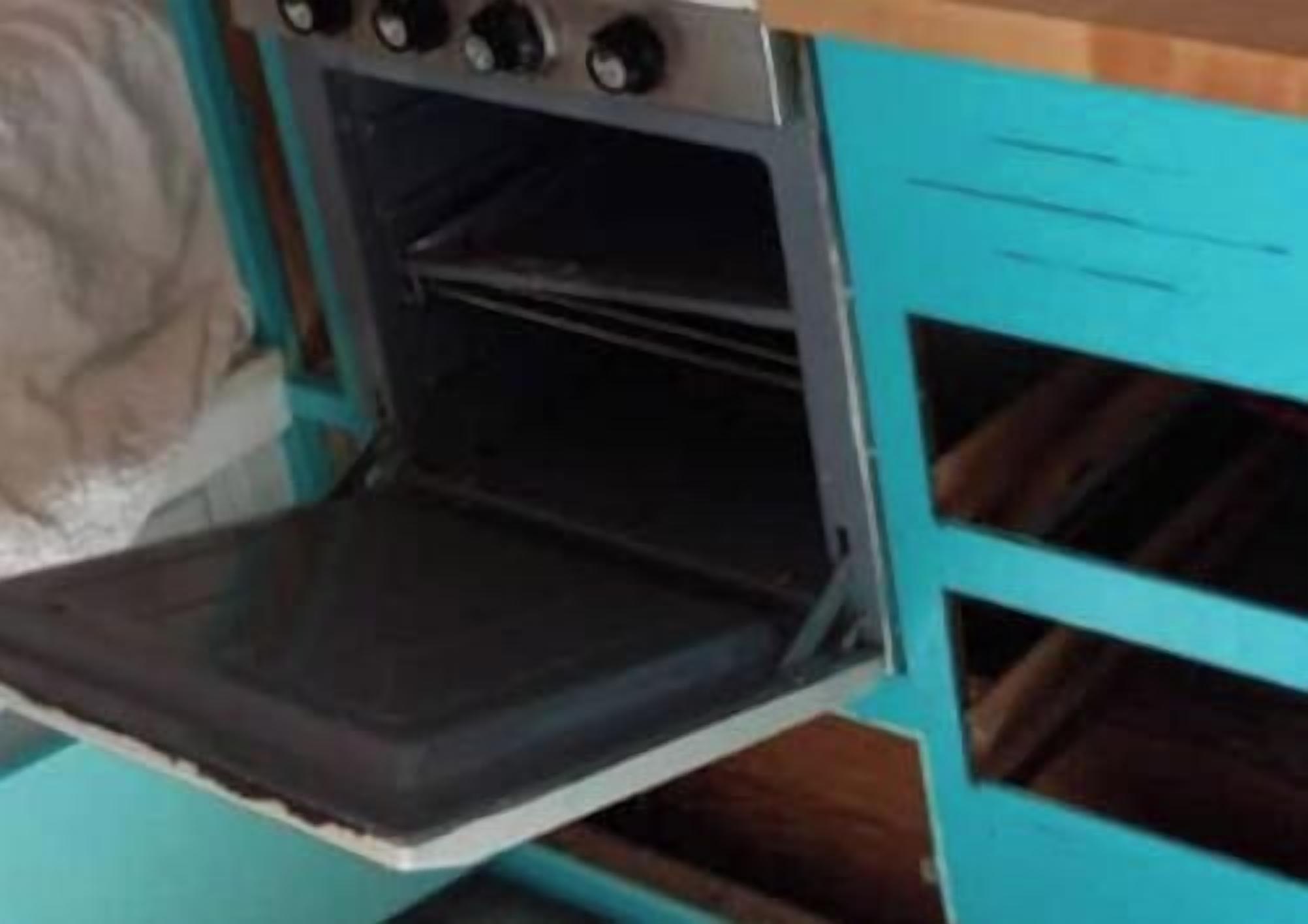 Kitchen inside of Shasta Camper 