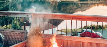 Nordic Style Private Riverfront Cottage with Heated Pool & Hot Tub