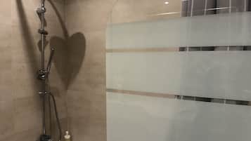 Combined shower/tub, hair dryer
