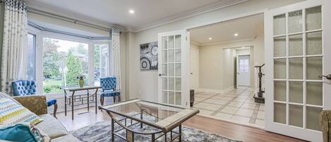 Smart TV, chimenea, libros