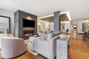TV, fireplace