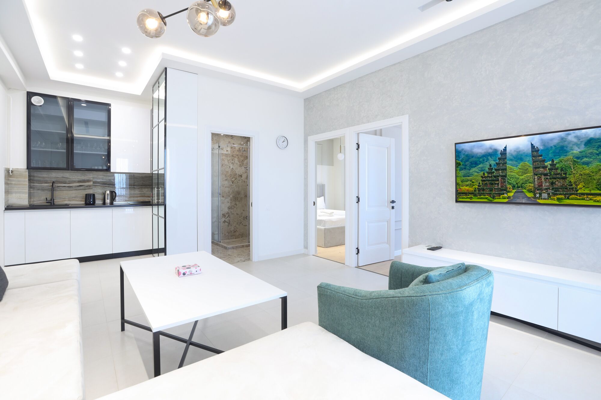 Deluxe-huoneisto | Oleskelualue | 1–tuumainen taulutelevisio, jossa kaapelikanavat