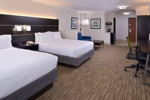 A hotel room with two beds, a desk, a chair, and a small table. - Holiday Inn Express and Suites Austin NW Lakeline an IHG Hotel (Austin)