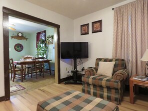 Smart TV, DVD player, books, video library