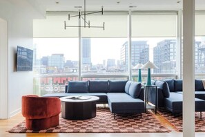 TV, books, stereo, offices