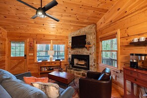 Smart TV, fireplace, DVD player