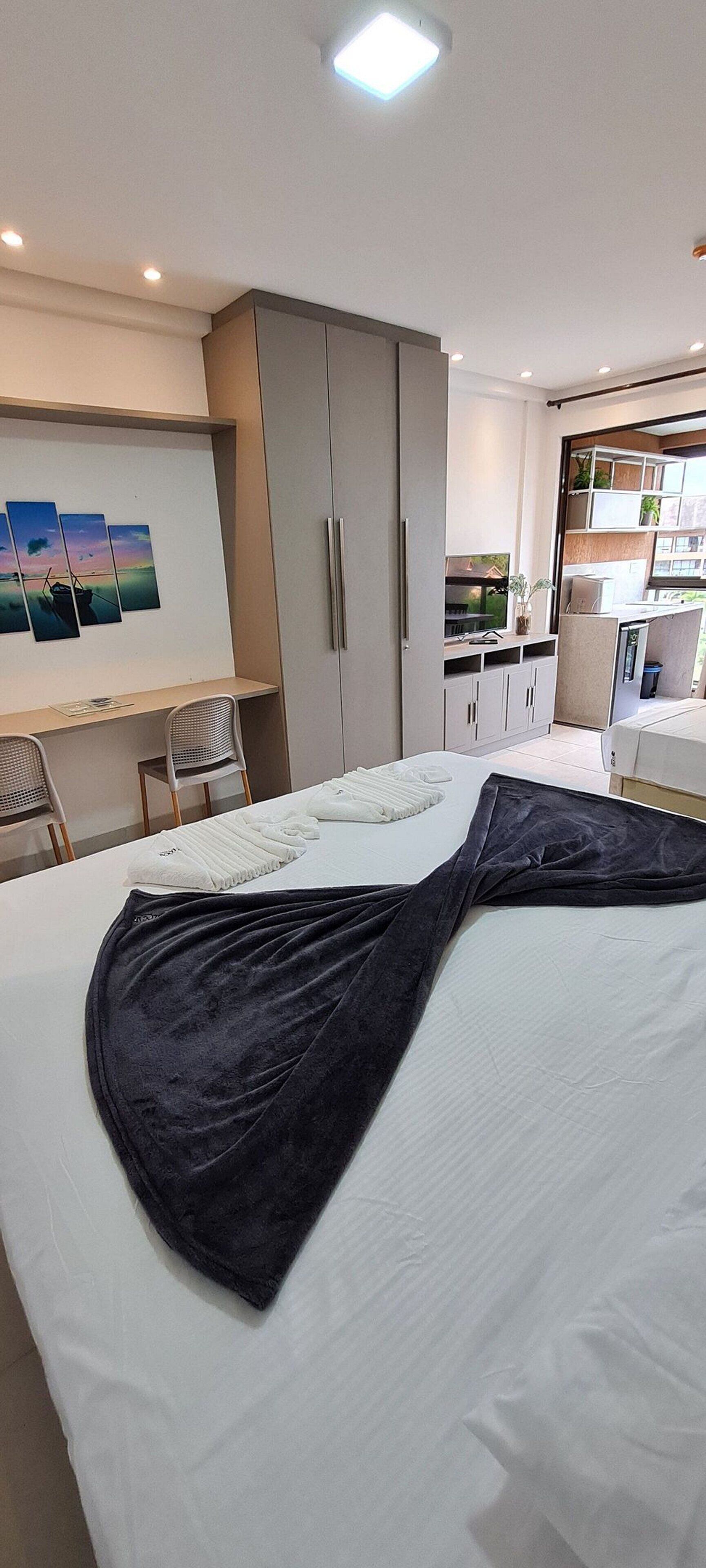 Egyptian cotton sheets, premium bedding, desk, laptop workspace