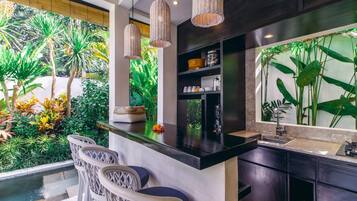 Basic Villa, 1 King Bed | Private kitchen | Fridge, microwave, stovetop, coffee/tea maker