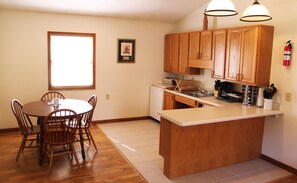 Fridge, microwave, coffee/tea maker, toaster