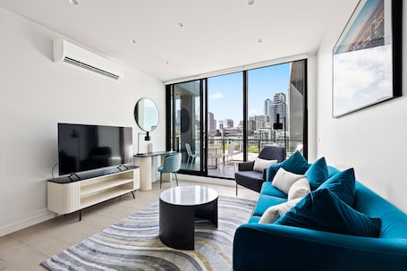 55-inch Smart TV with digital channels, TV. The Marker Apartments Melbourne