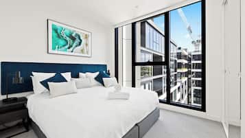 1 bedroom, desk, laptop workspace, blackout drapes