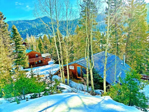 Updated Private Cabin with Mountain and Red River Views Mins to Town/Lifts Wi-Fi