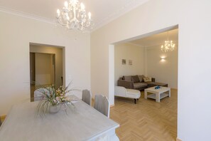 Luxury Apartment, 2 Bedrooms, Non Smoking, City View | Living area | 32-inch TV with digital channels - The Bright Suite (Corfu)