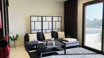 TV, fireplace, table football, ping pong