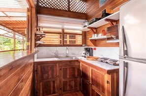 Fridge, microwave, coffee/tea maker, toaster