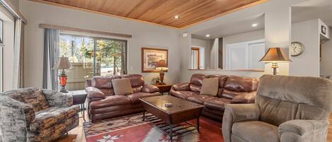 TV, caminetto, lettore DVD, tavolo da ping pong