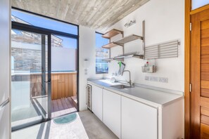 Fridge, microwave, oven, toaster