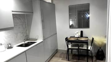 Apartment | Private kitchen | Fridge, microwave, oven, stovetop