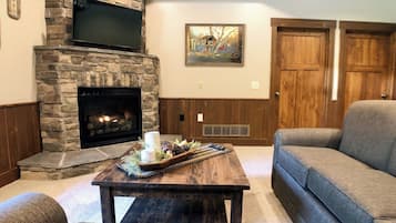 Fernseher, Kamin, DVD-Player