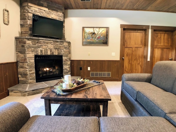 TV, fireplace, DVD player