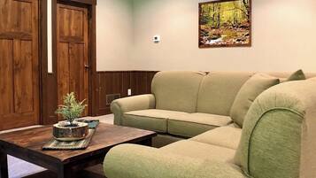 Een smart-tv, een open haard en een dvd-speler