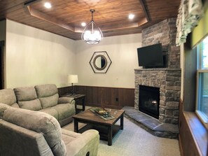 TV, fireplace, DVD player