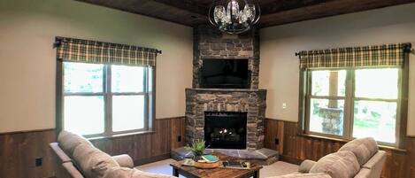 TV, fireplace, DVD player