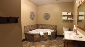 Shower, jetted tub, hair dryer, towels