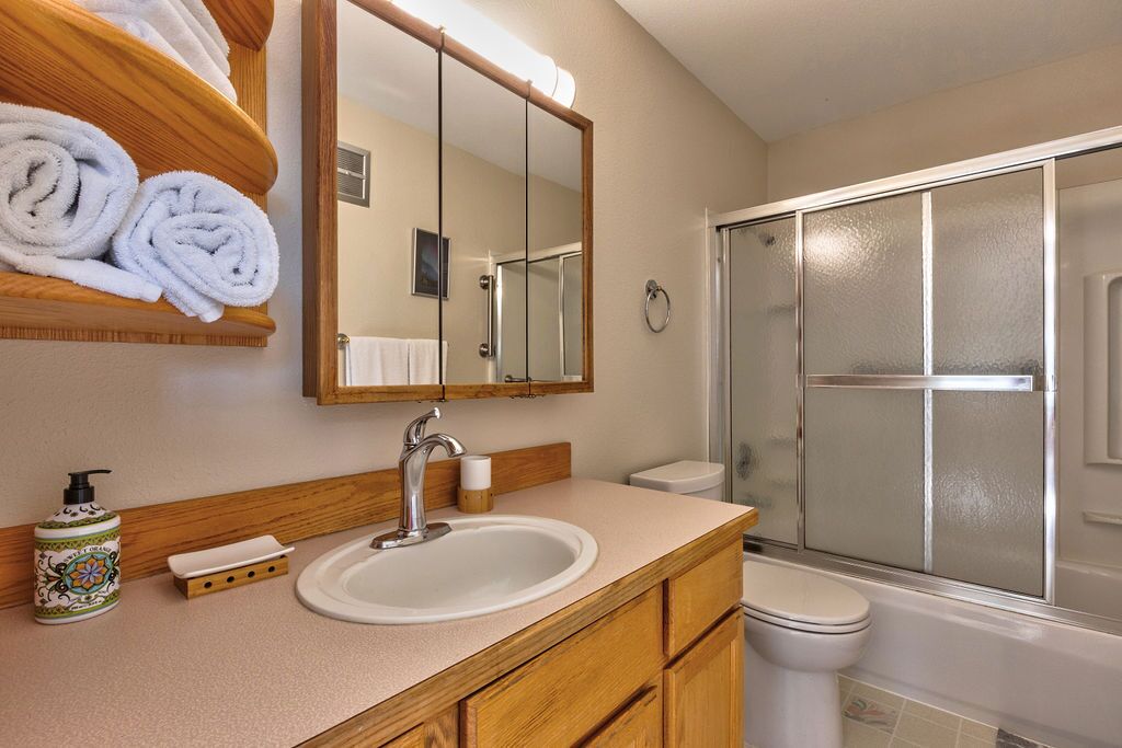 Bathtub, hair dryer, towels, soap