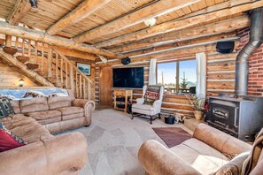 TV, fireplace, table football