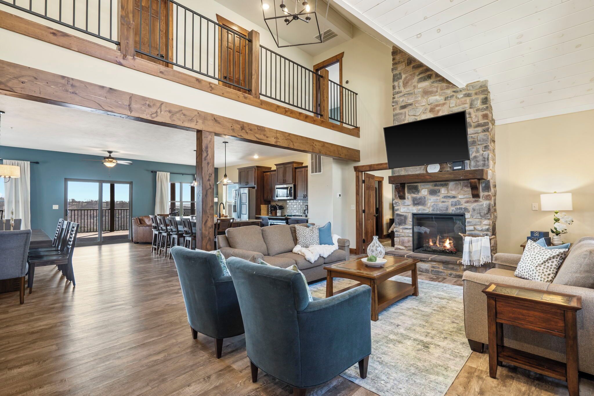 Smart TV, fireplace, video games, table football