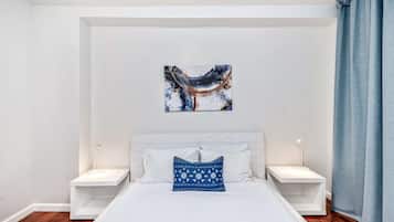 1 bedroom, laptop workspace, blackout drapes, iron/ironing board