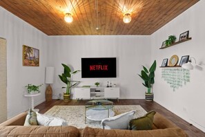 TV, fireplace