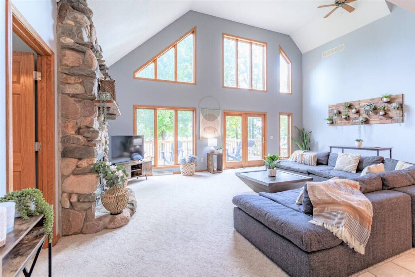 TV, fireplace, foosball