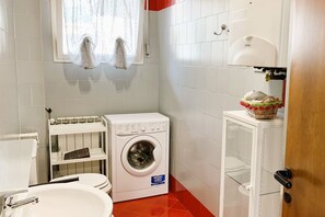 Shower, bidet, toilet paper