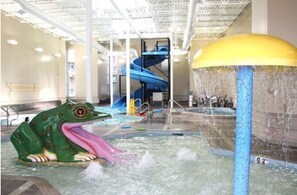 Enjoy thrilling water slides and fun water features in this vibrant indoor park.