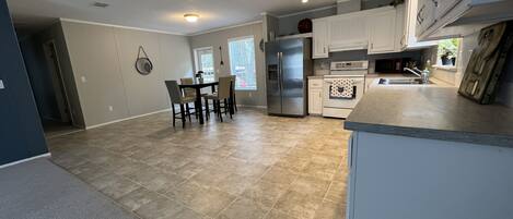 Microwave, stovetop, coffee/tea maker, toaster