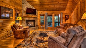 Cabin, 3 Bedrooms | Living room - Sage Elk by Escape to Blue Ridge (Mineral Bluff)