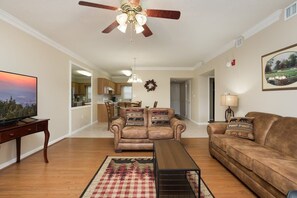 TV, fireplace, offices - Riverfront Condo Pigeon Forge/Mt. LeConte Views (Pigeon Forge)