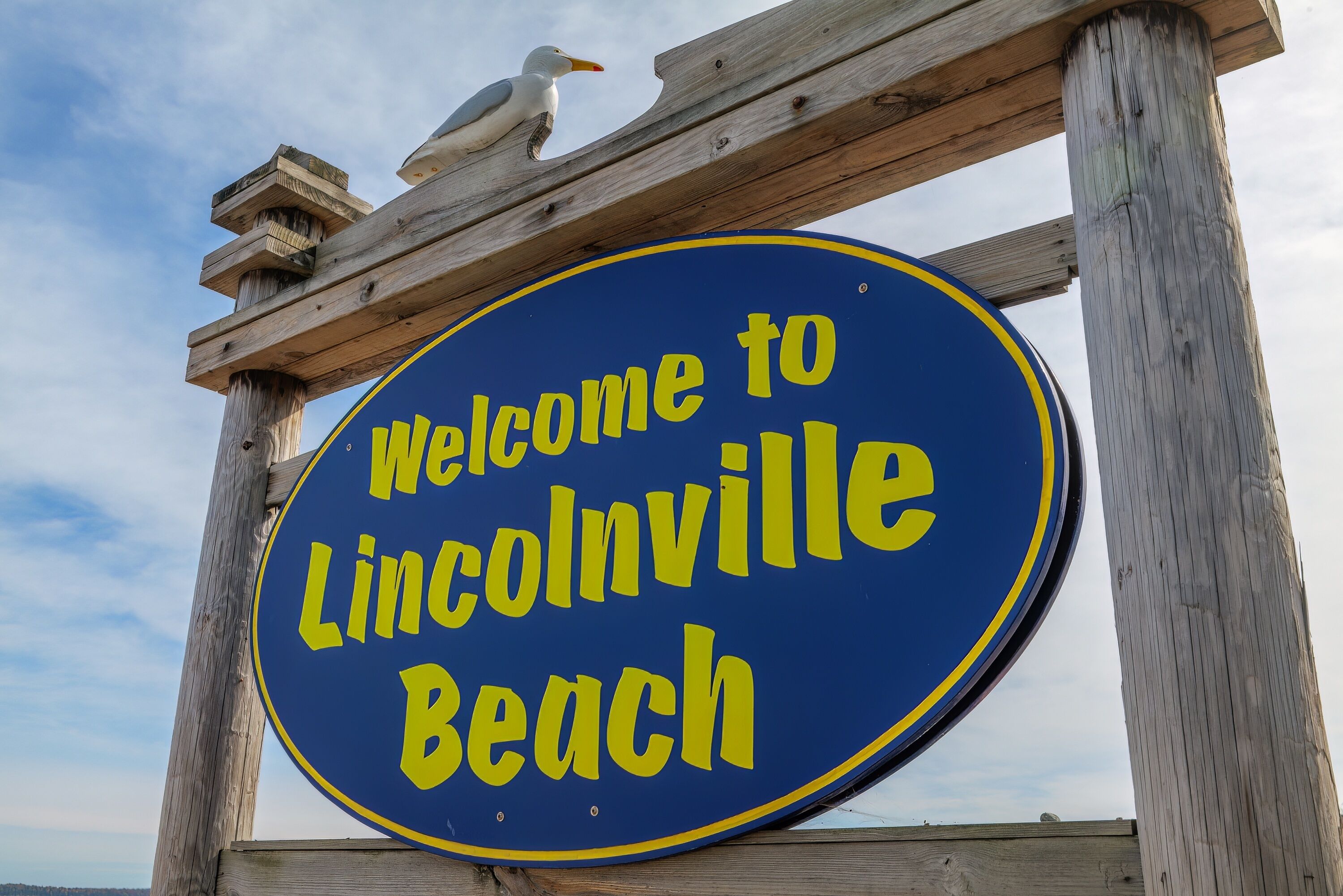 Willkommensschild für Lincolnville Beach.